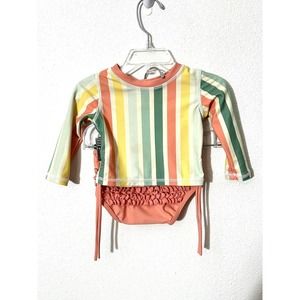 Rufflebutts SwimSuit 12 - 18 months. Tankini Long Sleeves. Striped.